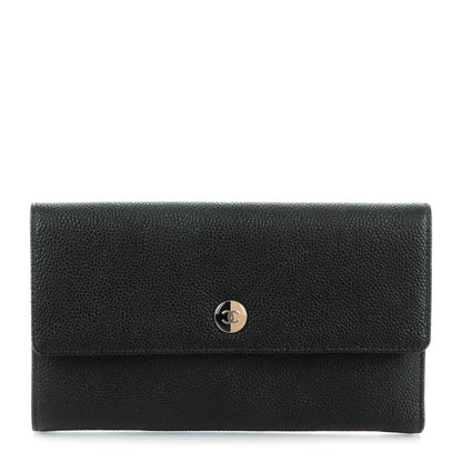 Chanel Caviar Long Flap Wallet Black 1 of 8