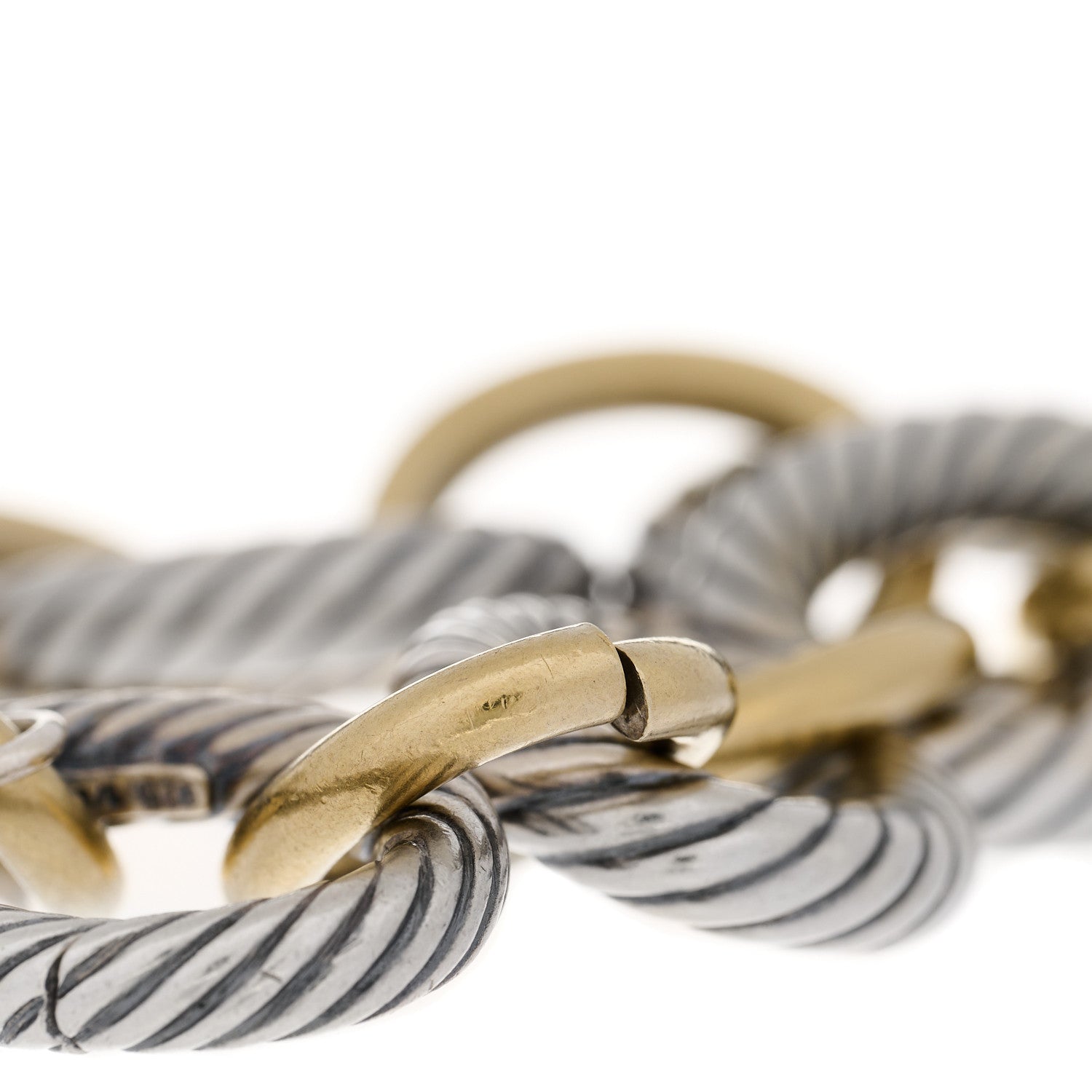 David Yurman Sterling Silver 18K Yellow Gold 19mm Extra Large Oval Link Bracelet 5 of 5