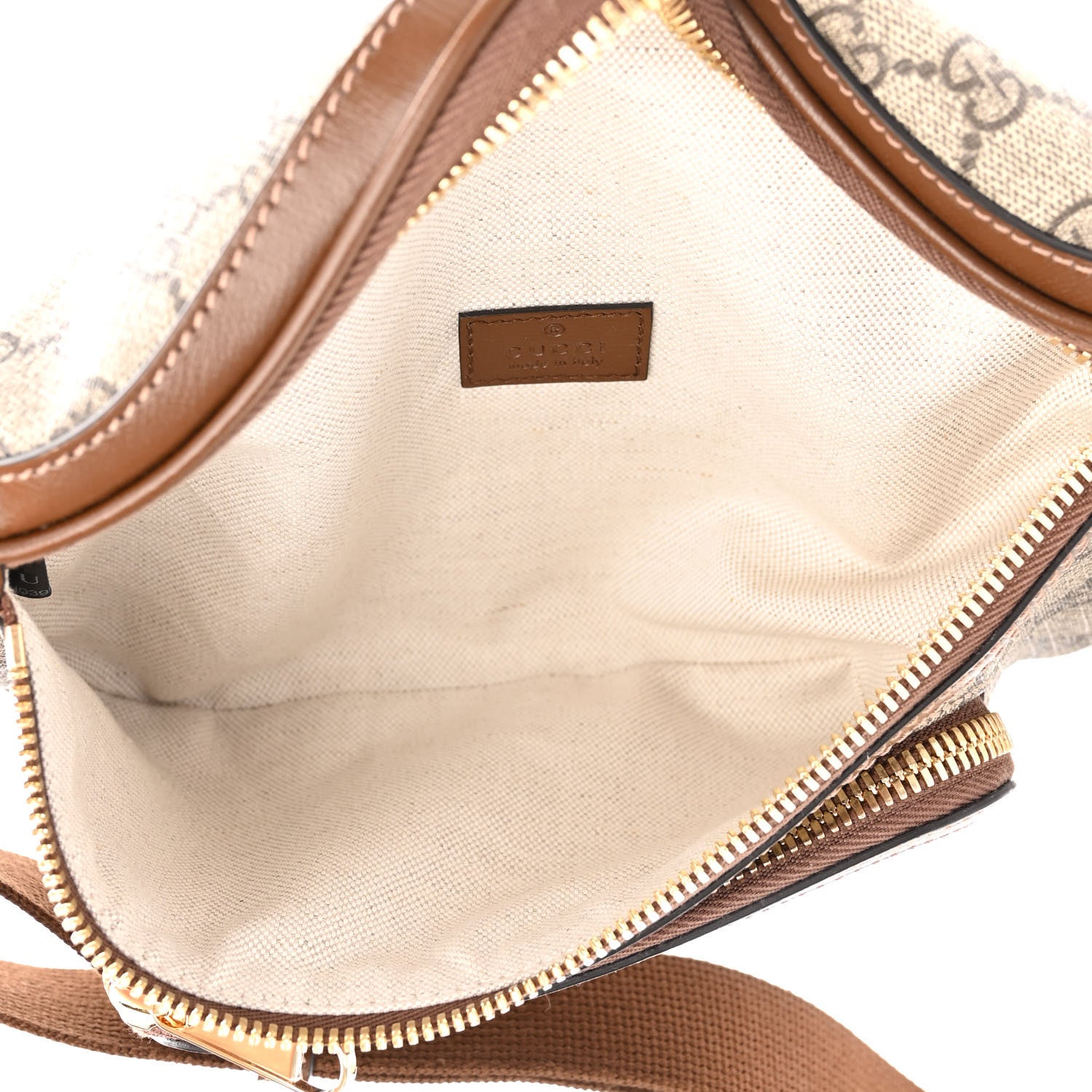 Gucci GG Supreme Monogram Textured Calfskin Retro Interlocking G Belt Bag Beige Ebony Brown Sugar 5 of 9