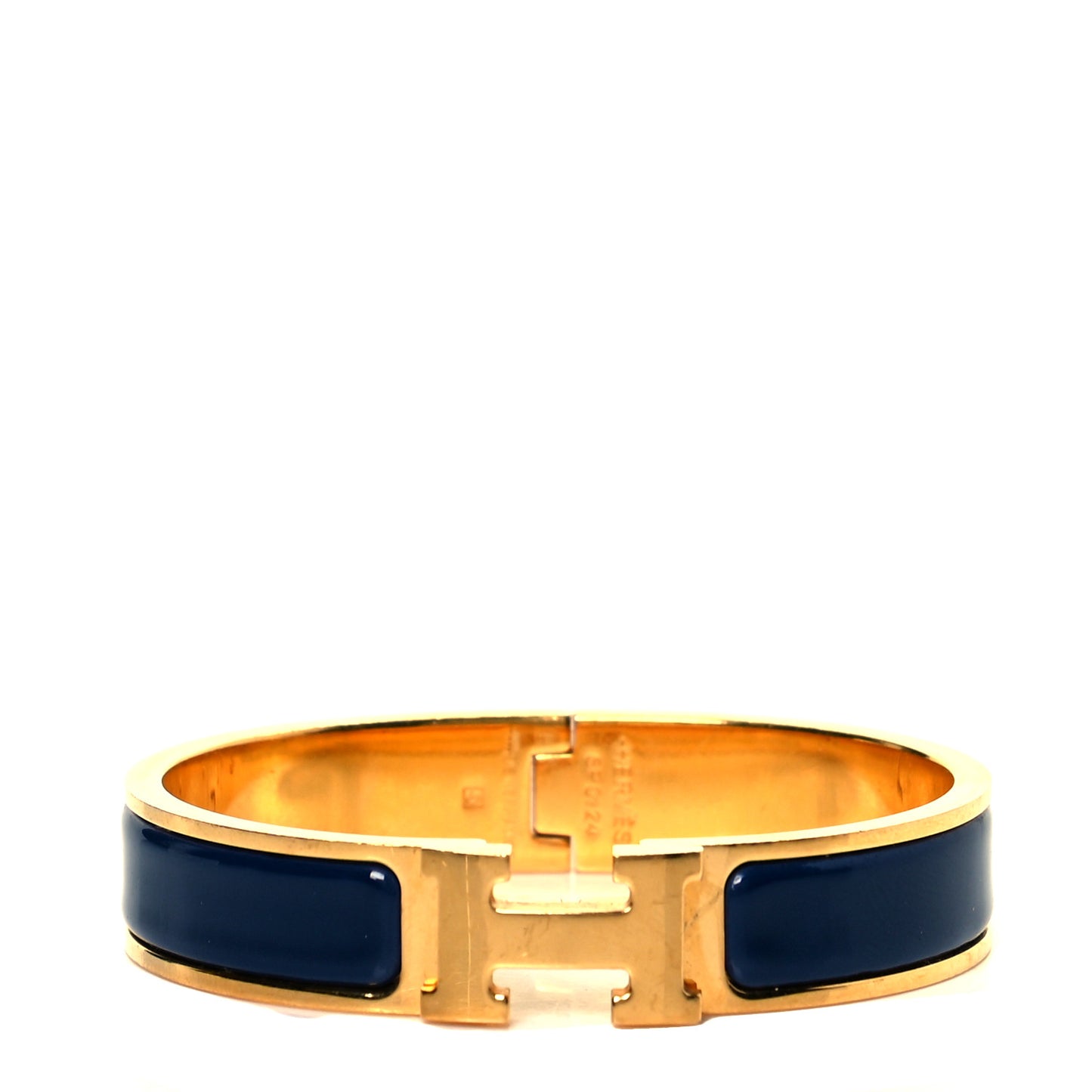 Enamel Narrow Clic Clac H Bracelet GM Bleu Biarritz