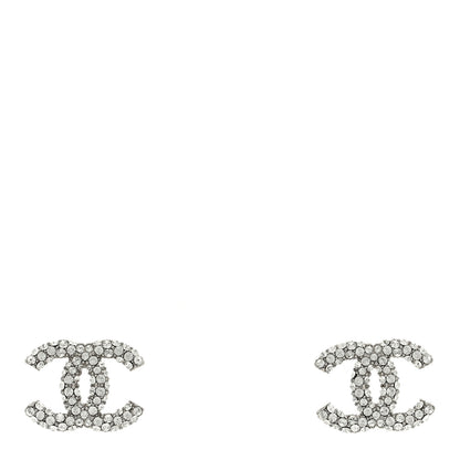 Chanel Crystal CC Treasure Chest Earrings Silver 1 of 4