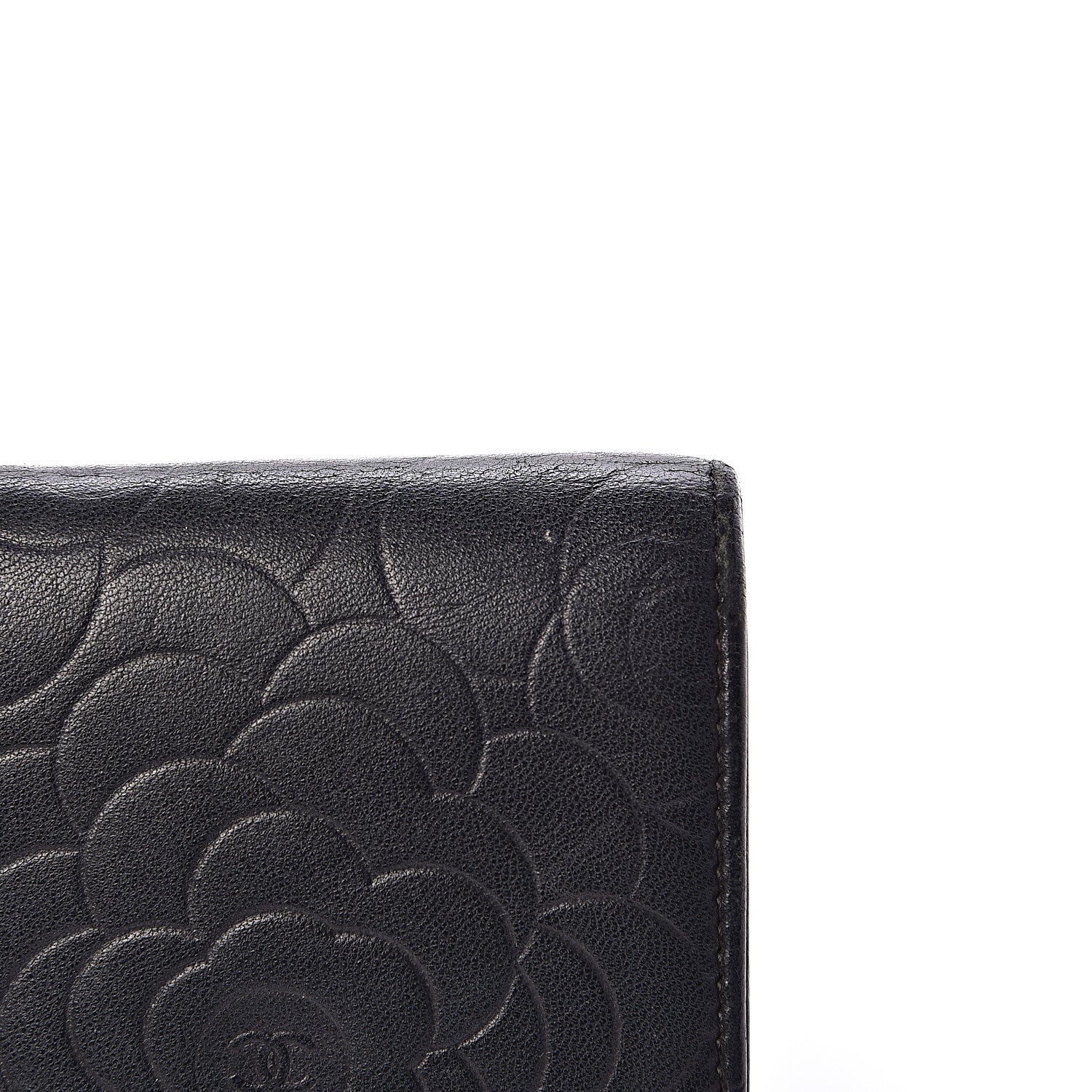 Chanel Lambskin Camellia Embossed Large Flap Wallet Black 12 of 17