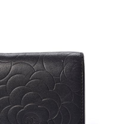 Chanel Lambskin Camellia Embossed Large Flap Wallet Black 12 of 17