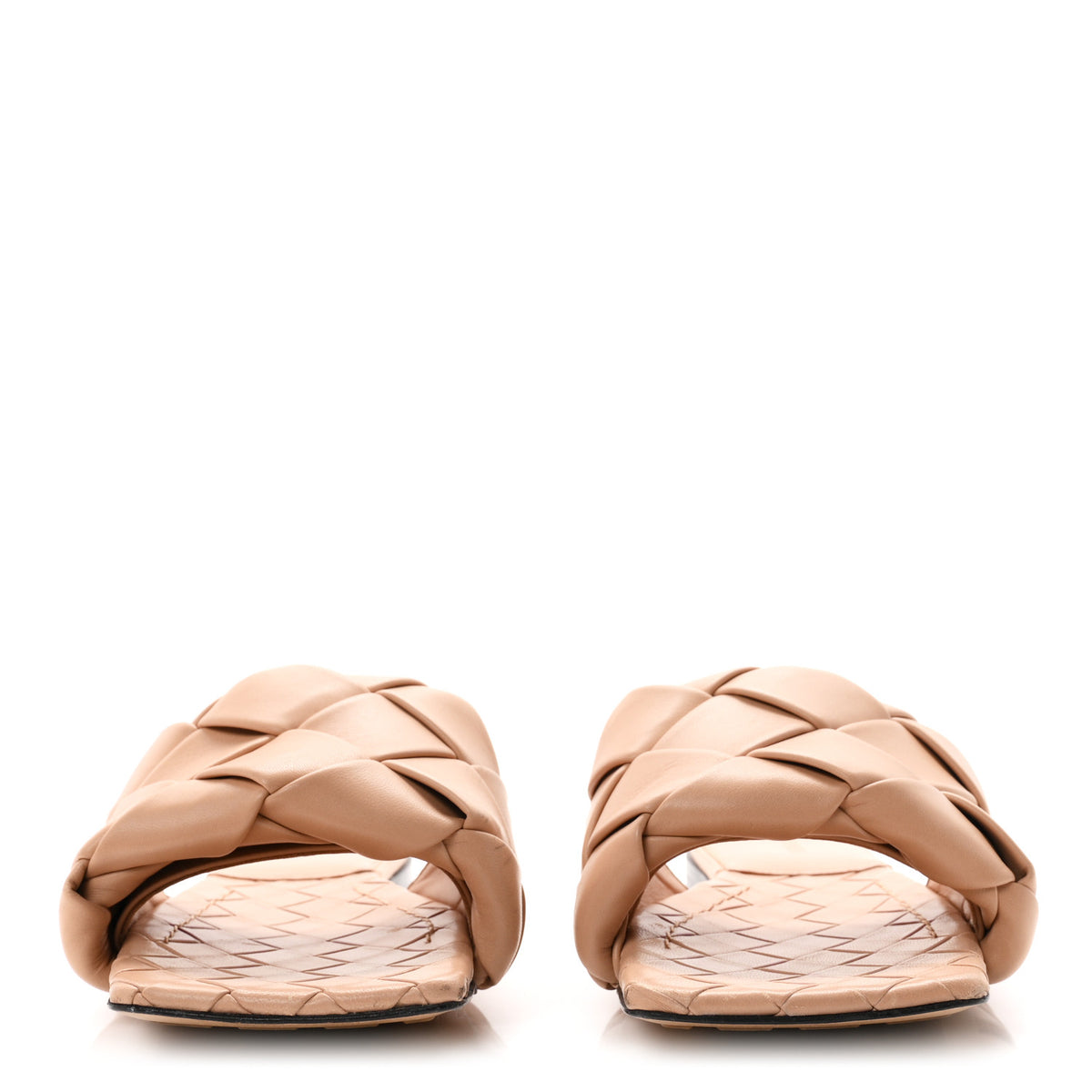 Nappa Maxi Intrecciato Lido Flat Sandals 37 Tan