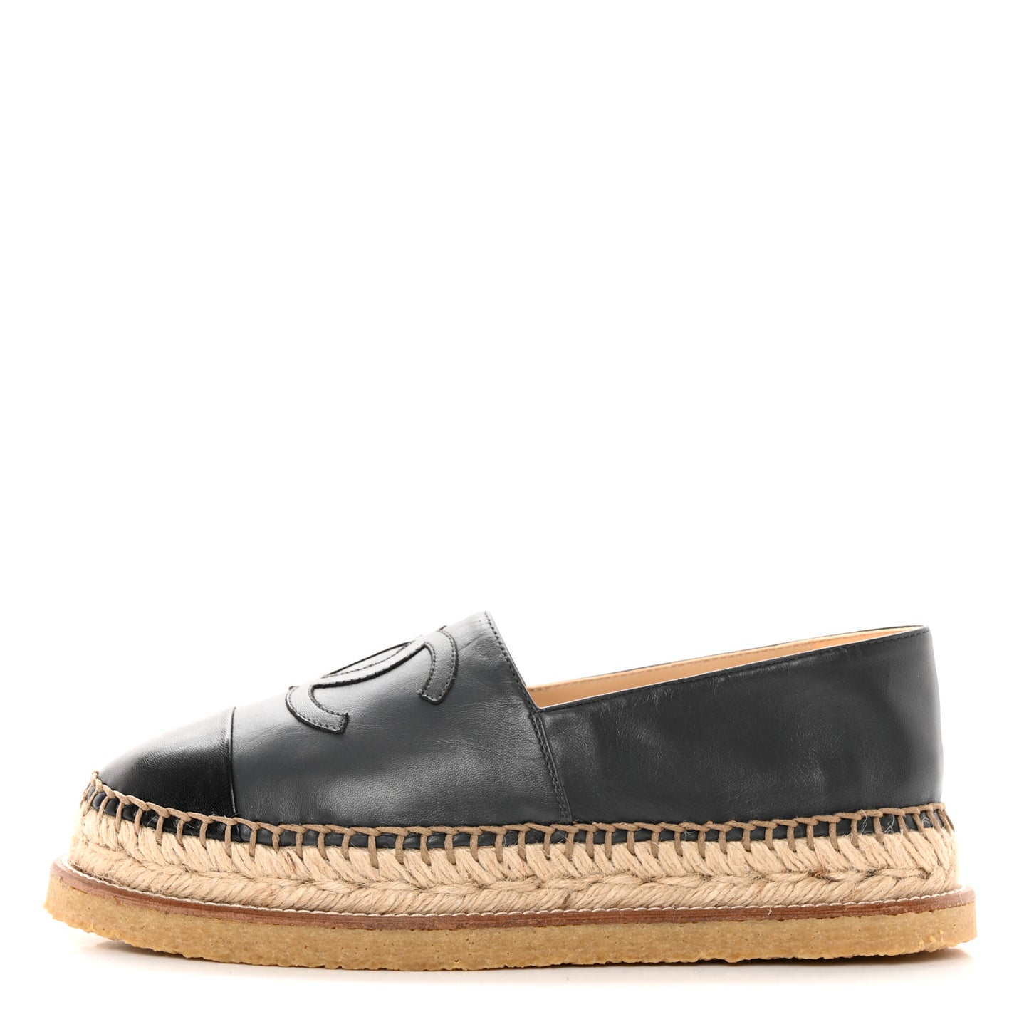 Lambskin CC Espadrilles 38 Grey Black