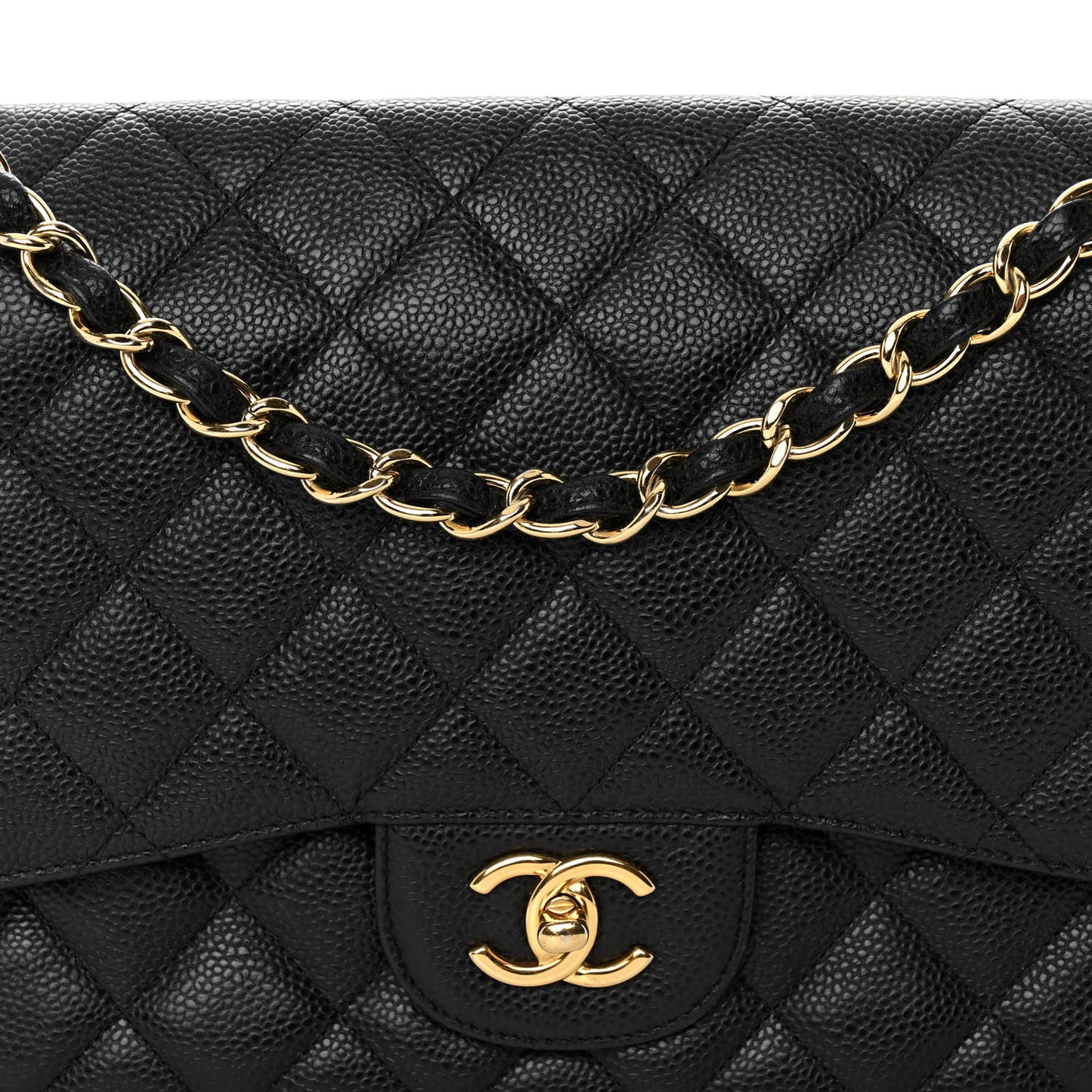 Caviar Quilted Jumbo Double Flap Black