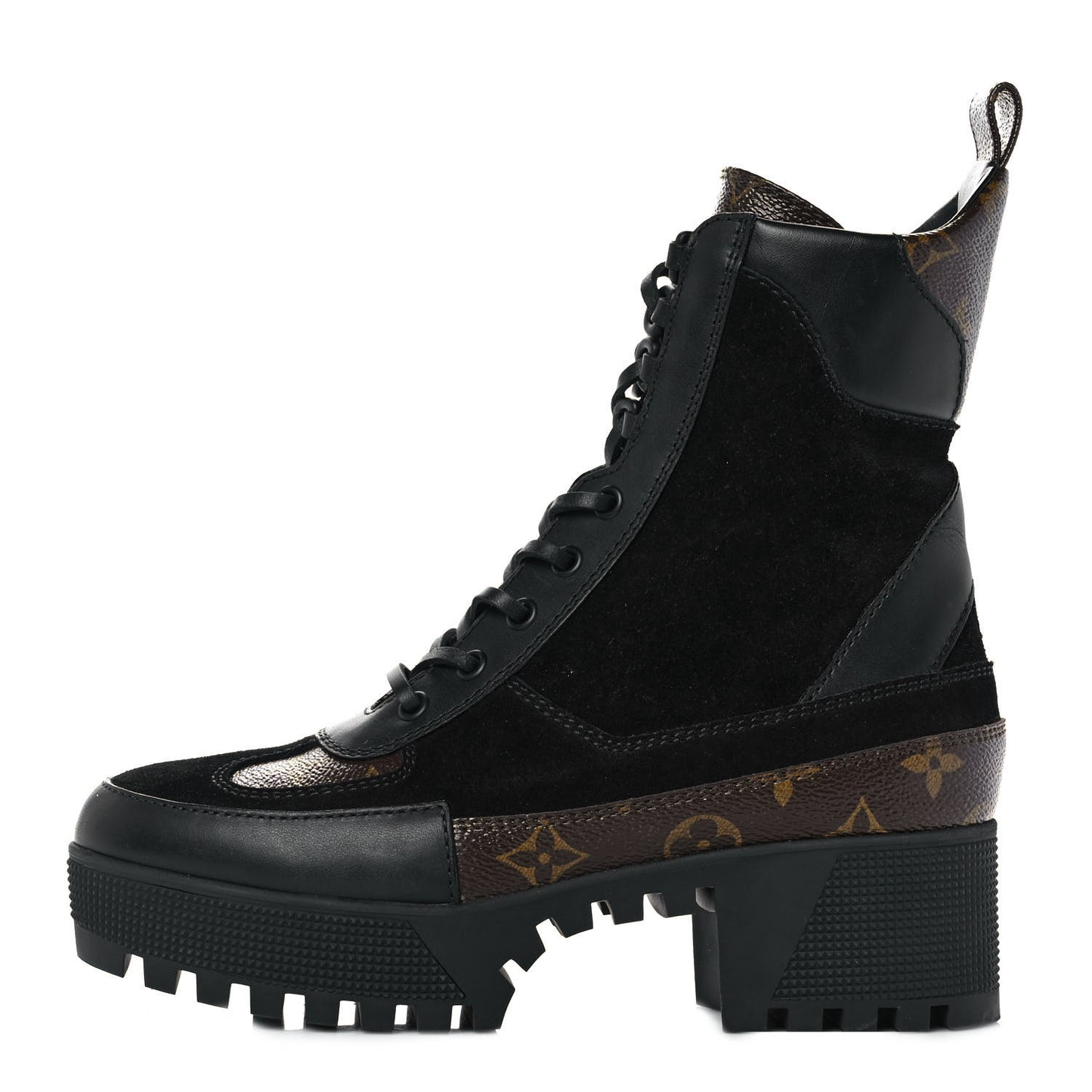 Suede Calfskin Monogram Laureate Platform Desert Boots 38 Black