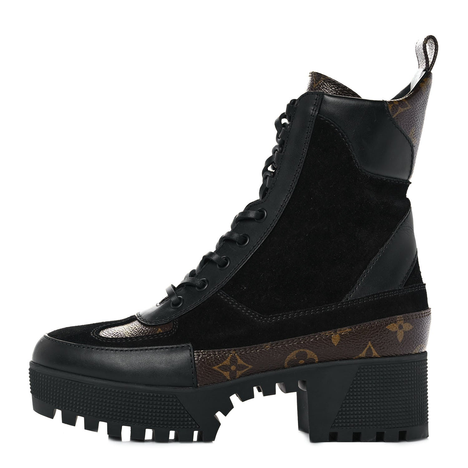 Louis Vuitton Suede Calfskin Monogram Laureate Platform Desert Boots 38 Black 1 of 7