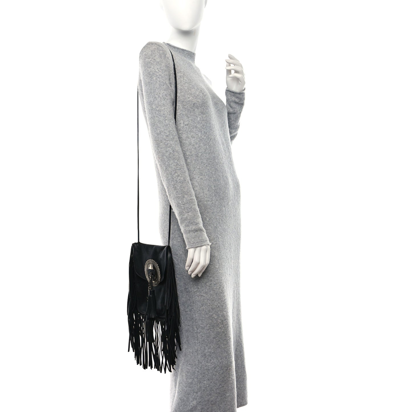Lambskin Anita Tassed Crossbody Bag Black