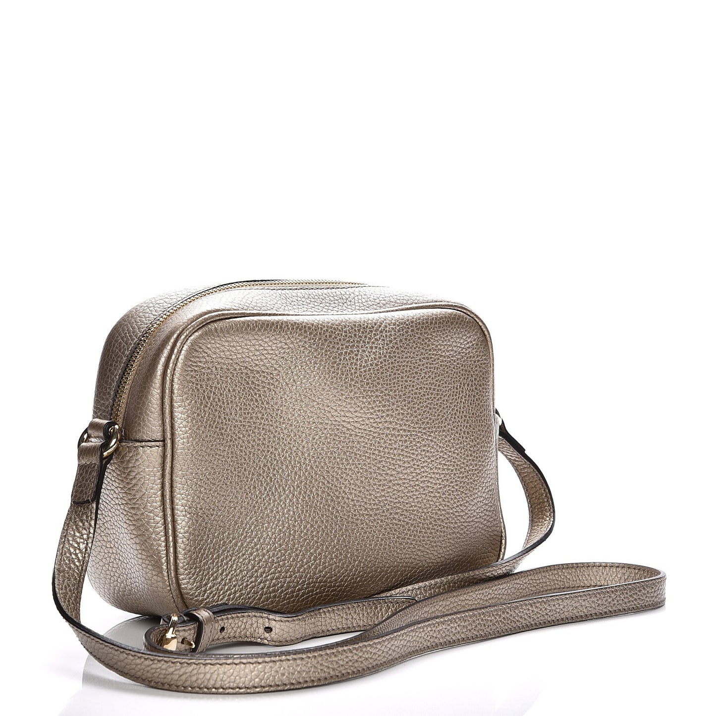Metallic Pebbled Calfskin Small Soho Disco Bag Golden Beige