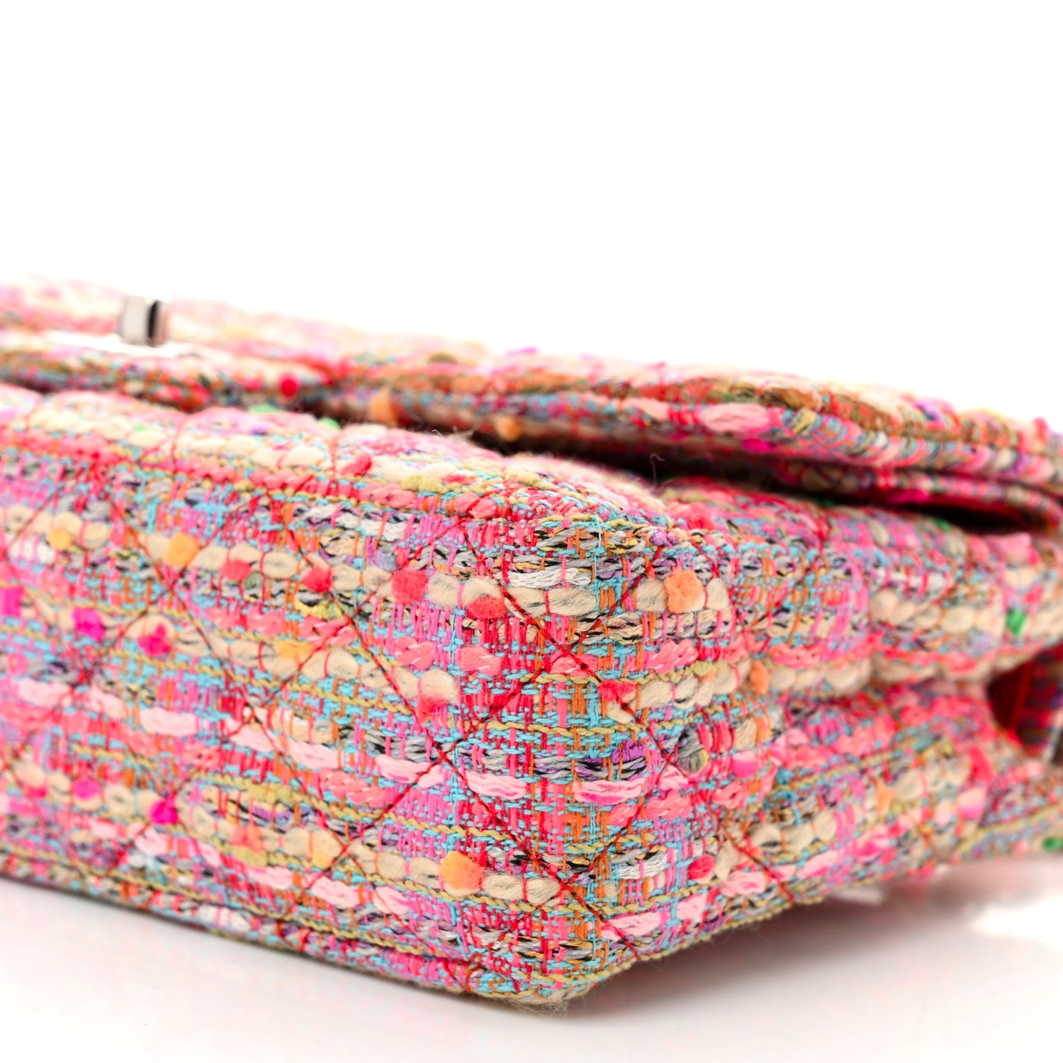Chanel Tweed Quilted Medium Double Flap Pink 10 of 11