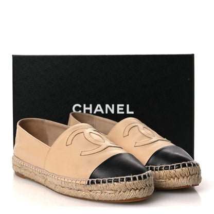 Chanel Lambskin CC Espadrilles 40 Beige Black 14 of 14