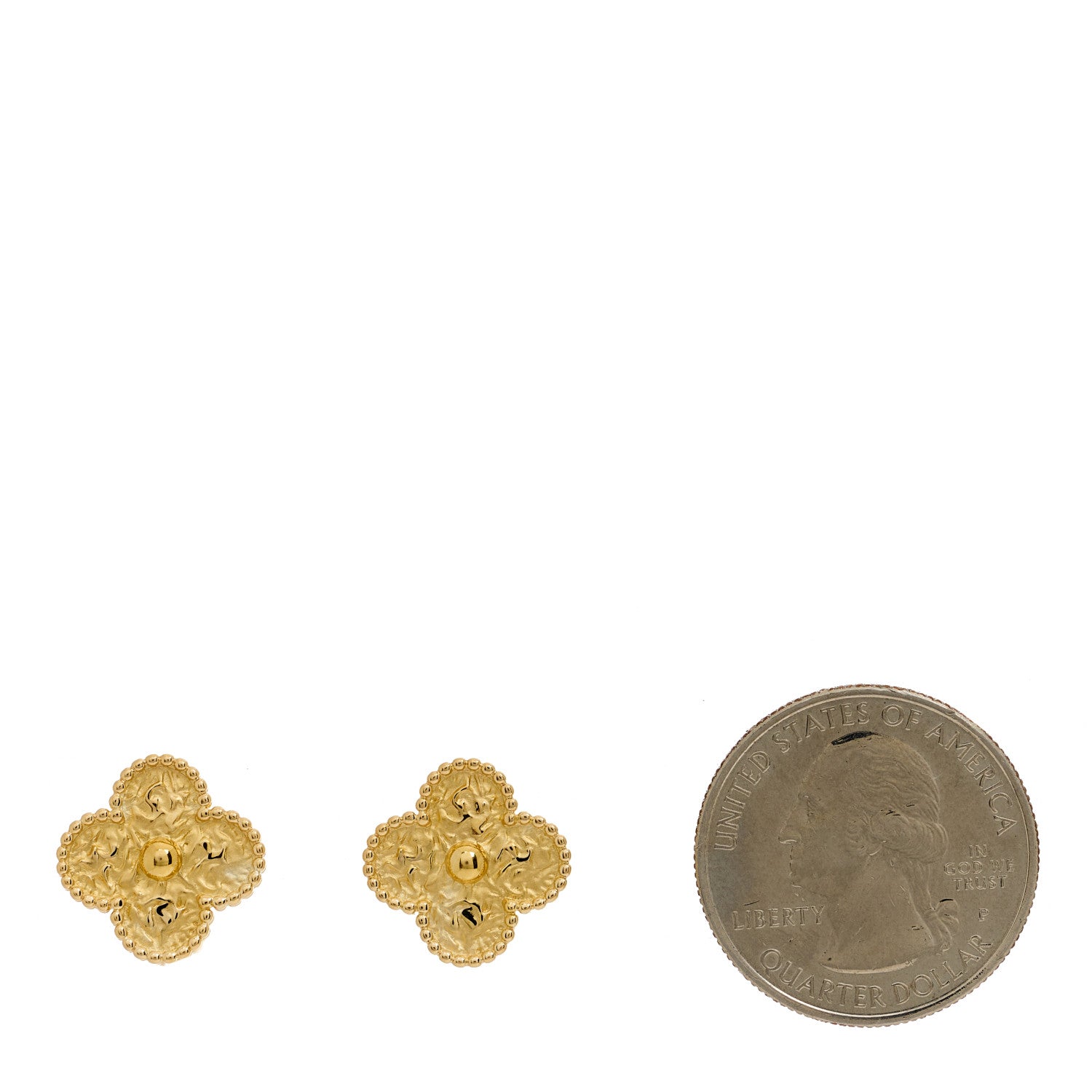 Van Cleef & Arpels 18K Yellow Gold Vintage Alhambra Earrings 2 of 4