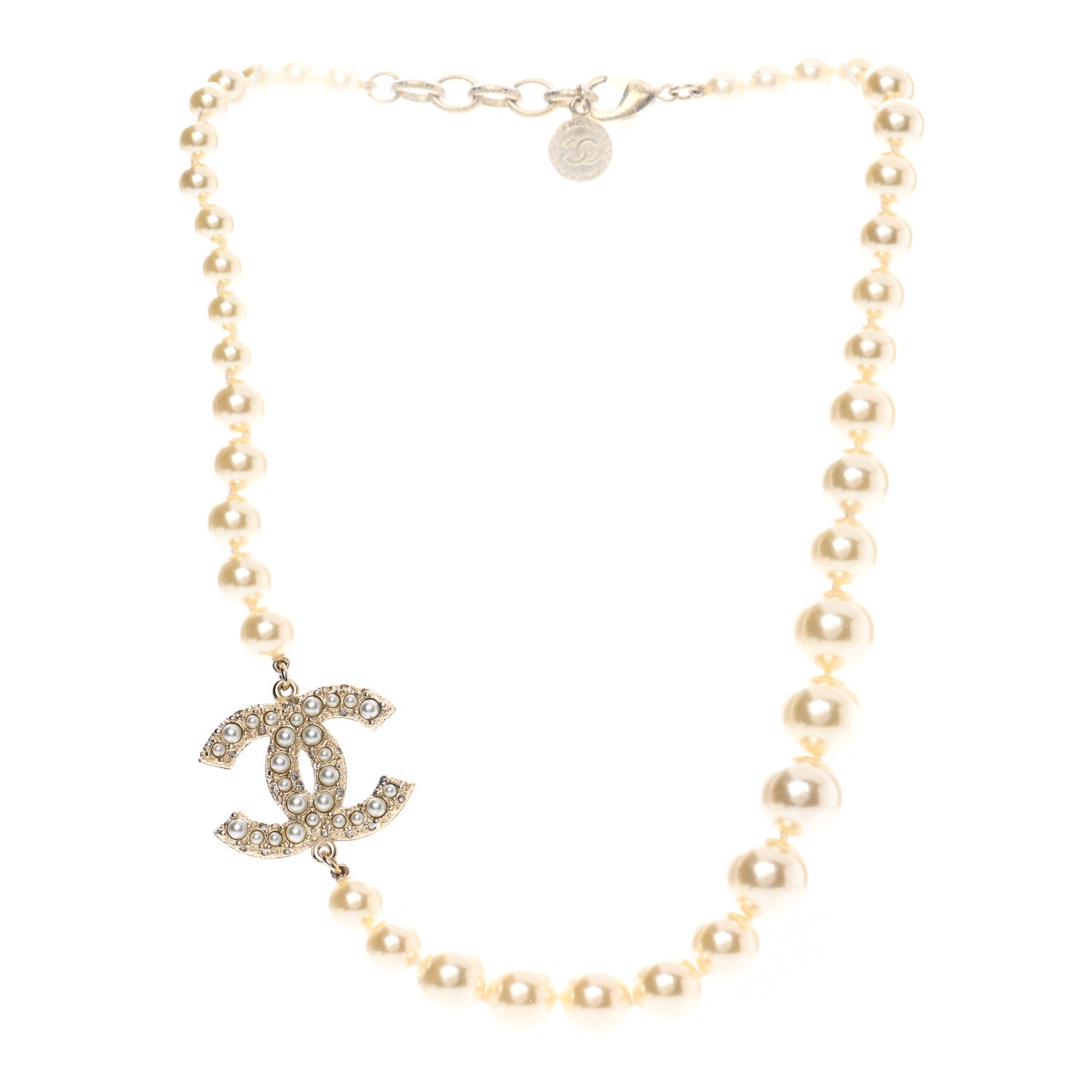 Chanel Pearl CC 100th Anniversary Necklace Light Gold 3 of 6
