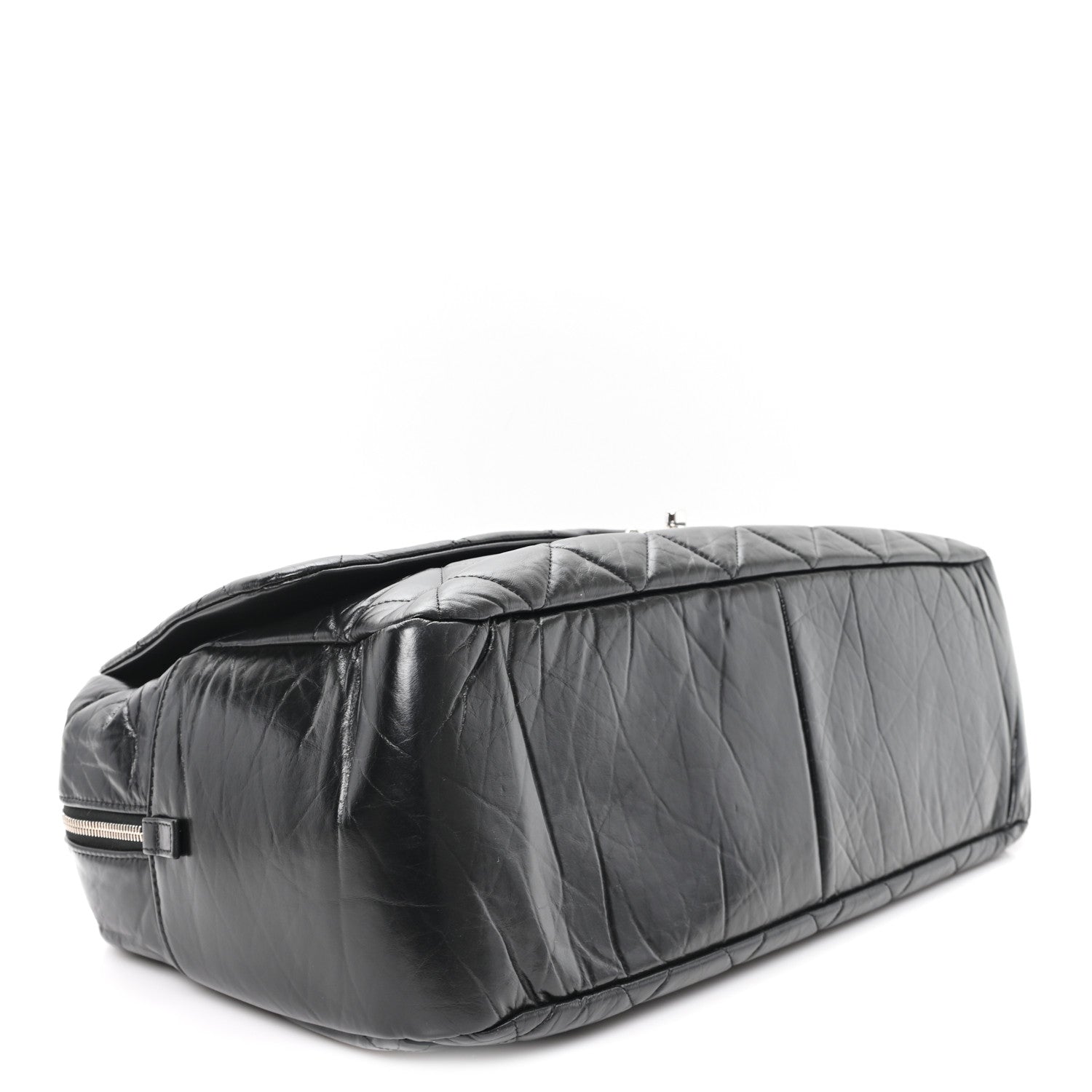 Chanel Aged Calfskin Quilted Large Express Bowling Bag Black 3 of 9