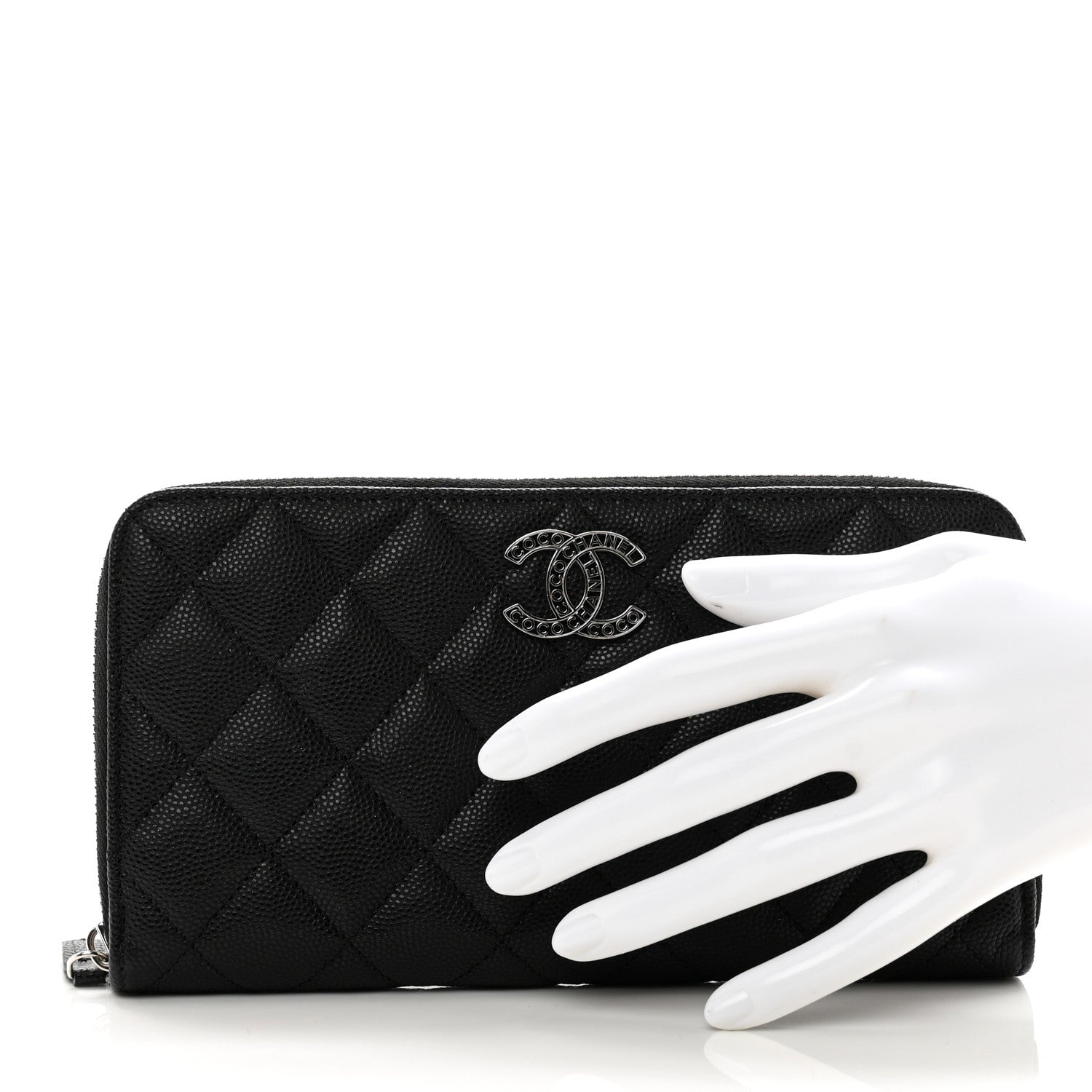 Chanel Caviar Quilted CC Logo Long Zipped Wallet Black 2 of 11
