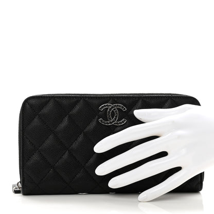 Chanel Caviar Quilted CC Logo Long Zipped Wallet Black 2 of 11