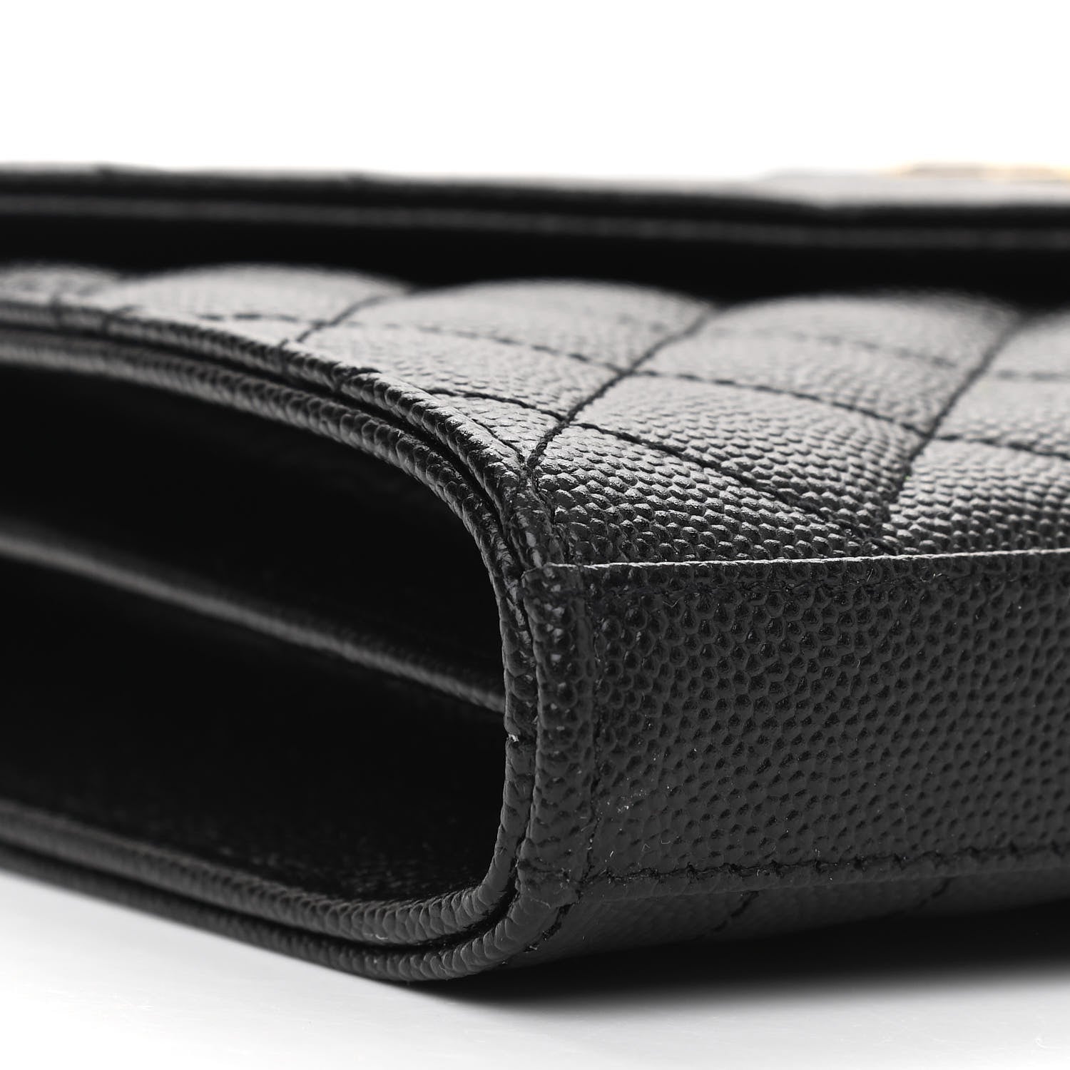 Saint Laurent Grain De Poudre Mixed Matelasse Triquilt Monogram Chain Wallet Black 10 of 13