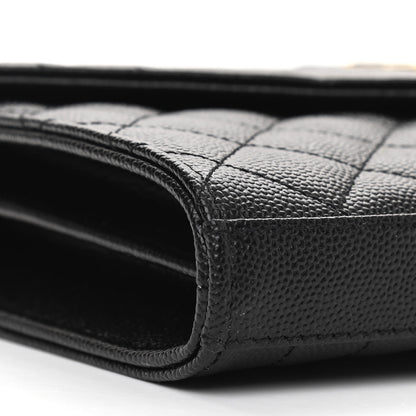 Saint Laurent Grain De Poudre Mixed Matelasse Triquilt Monogram Chain Wallet Black 10 of 13
