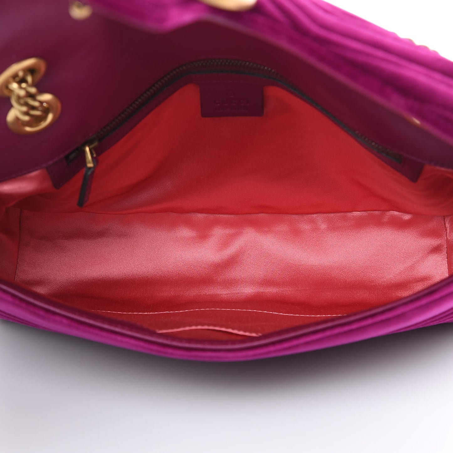 Velvet Matelasse Medium GG Marmont Shoulder Bag Fuchsia Violet Cyclamen