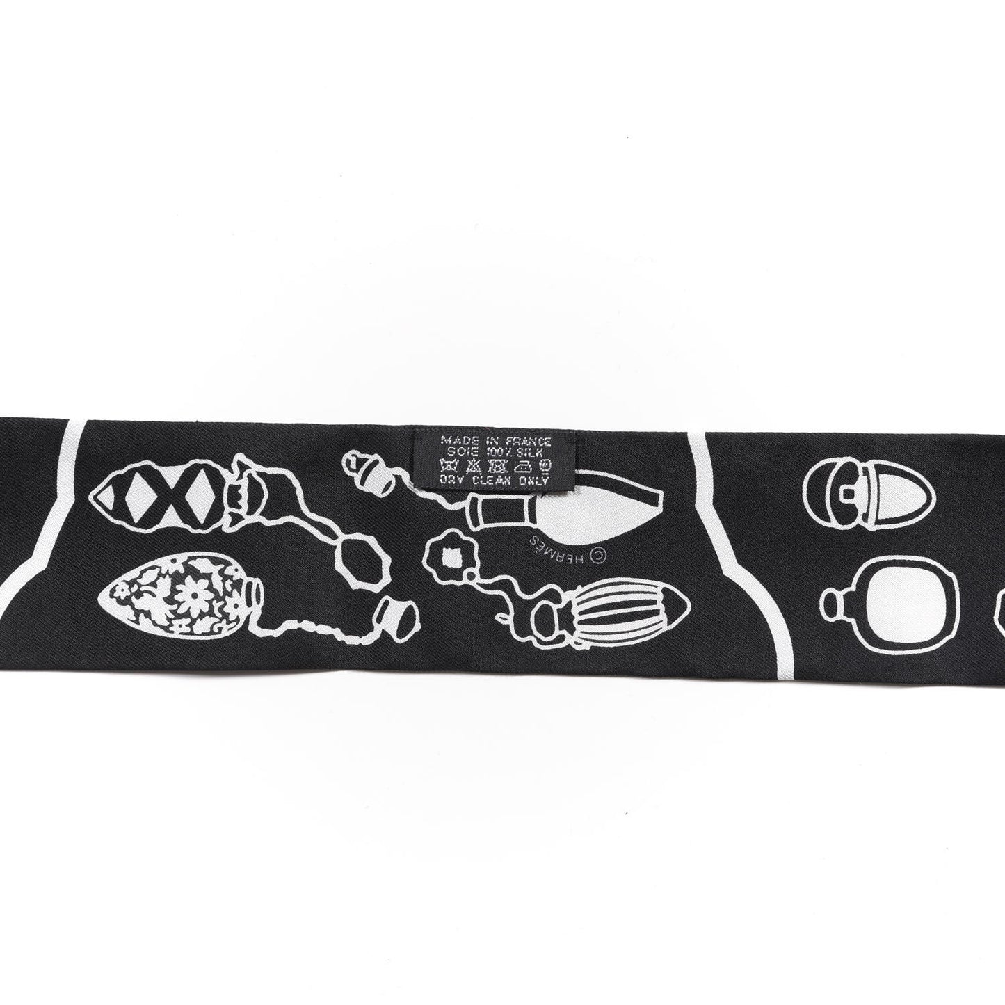 Silk Les Flacons Bandana Twilly Prune Black White