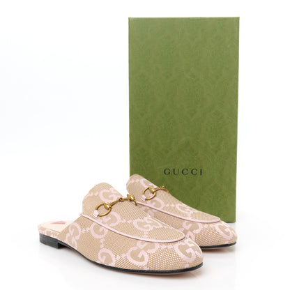 Gucci Monogram Macro GG Nappa Charlotte Womens Princetown Slippers 38.5 Beige Perfect Pink 10 of 10