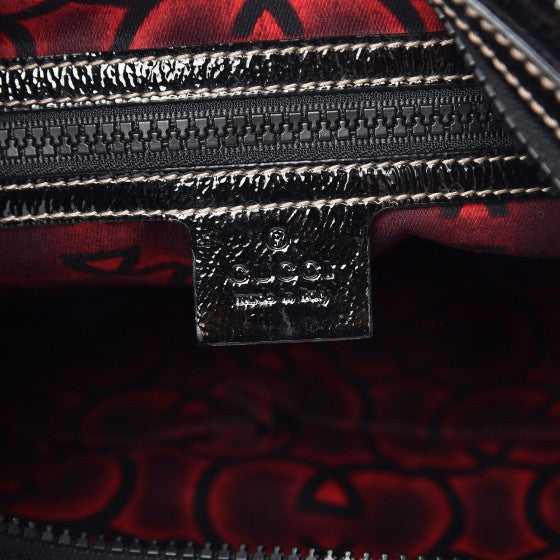Gucci Patent Calfskin Medium Snow Glam Hobo Black 7 of 10