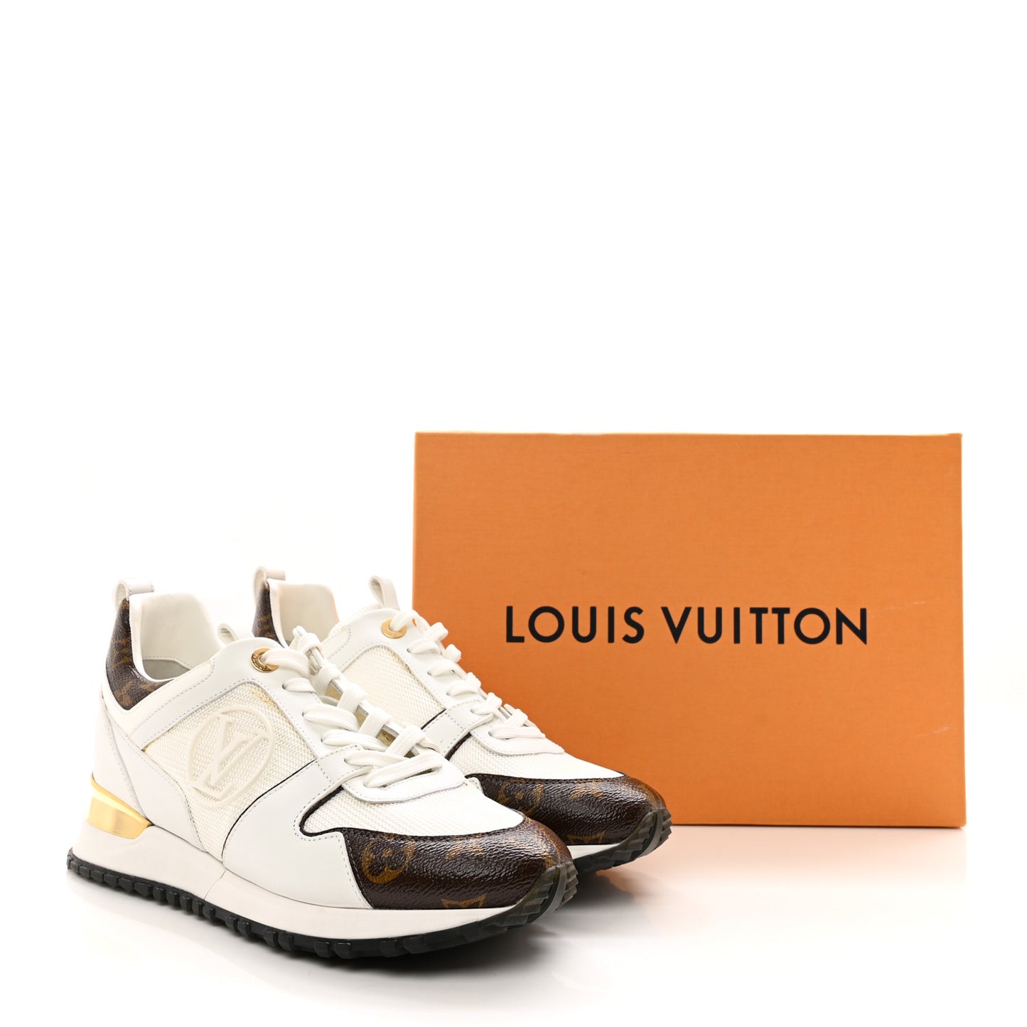 Calfskin Monogram Run Away Sneakers 37.5 White