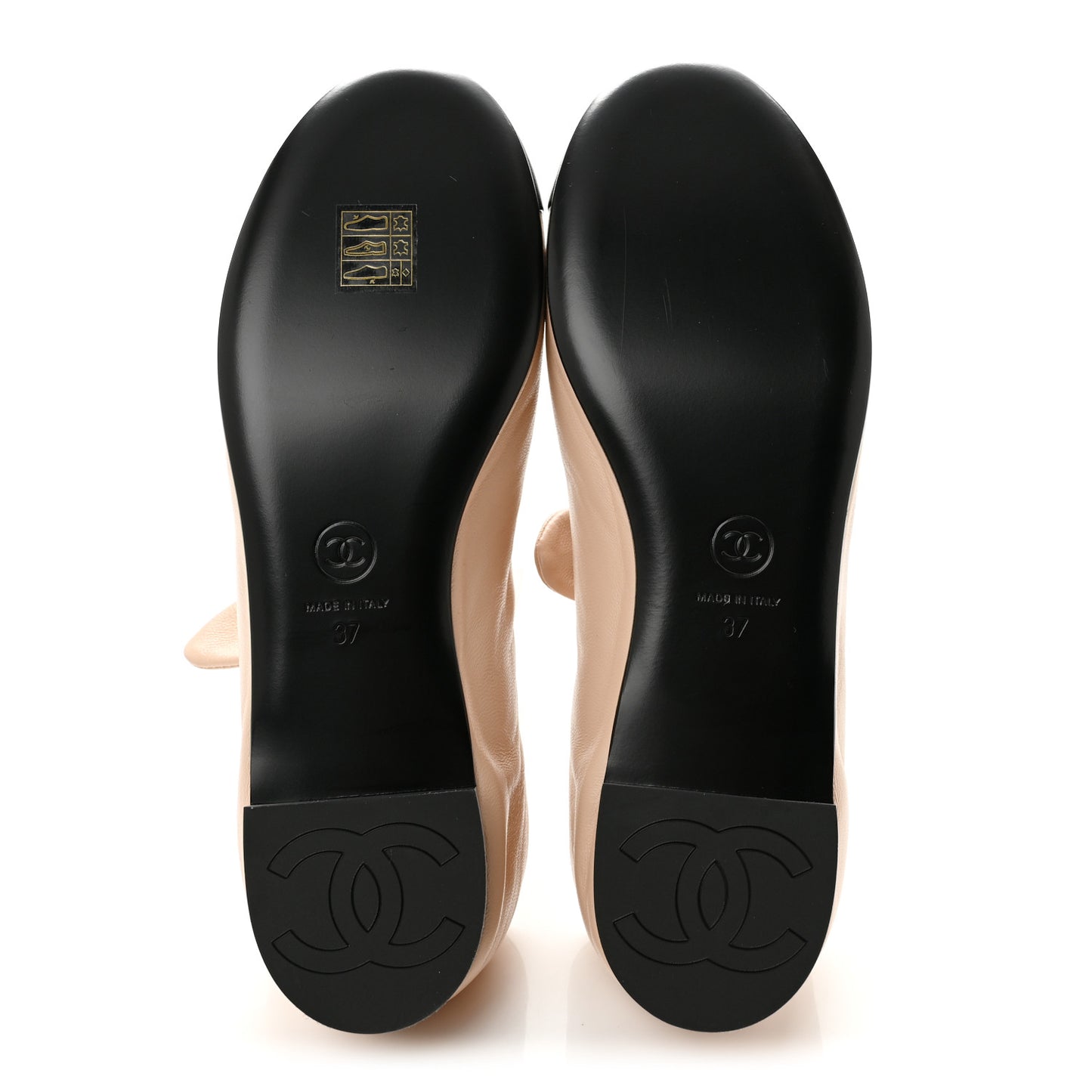 Lambskin Bow Mary Jane Flats 37 Beige Black