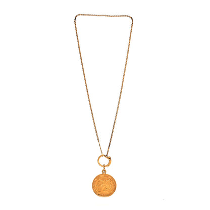 Fendi Brass Karligraphy Round Pendant Necklace 3 of 6