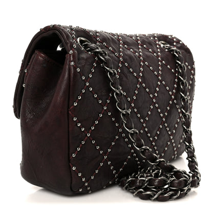 Chanel Washed Lambskin Studded Metal Beauty Flap Burgundy 3 of 11