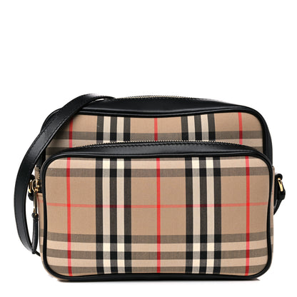 Burberry Calfskin Vintage Check Medium Camera Bag Archive Beige 1 of 14