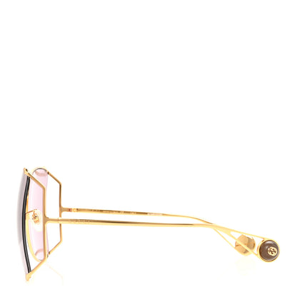 Gucci Metal Oversized Round Sunglasses GG0252S Gold Pink 6 of 16