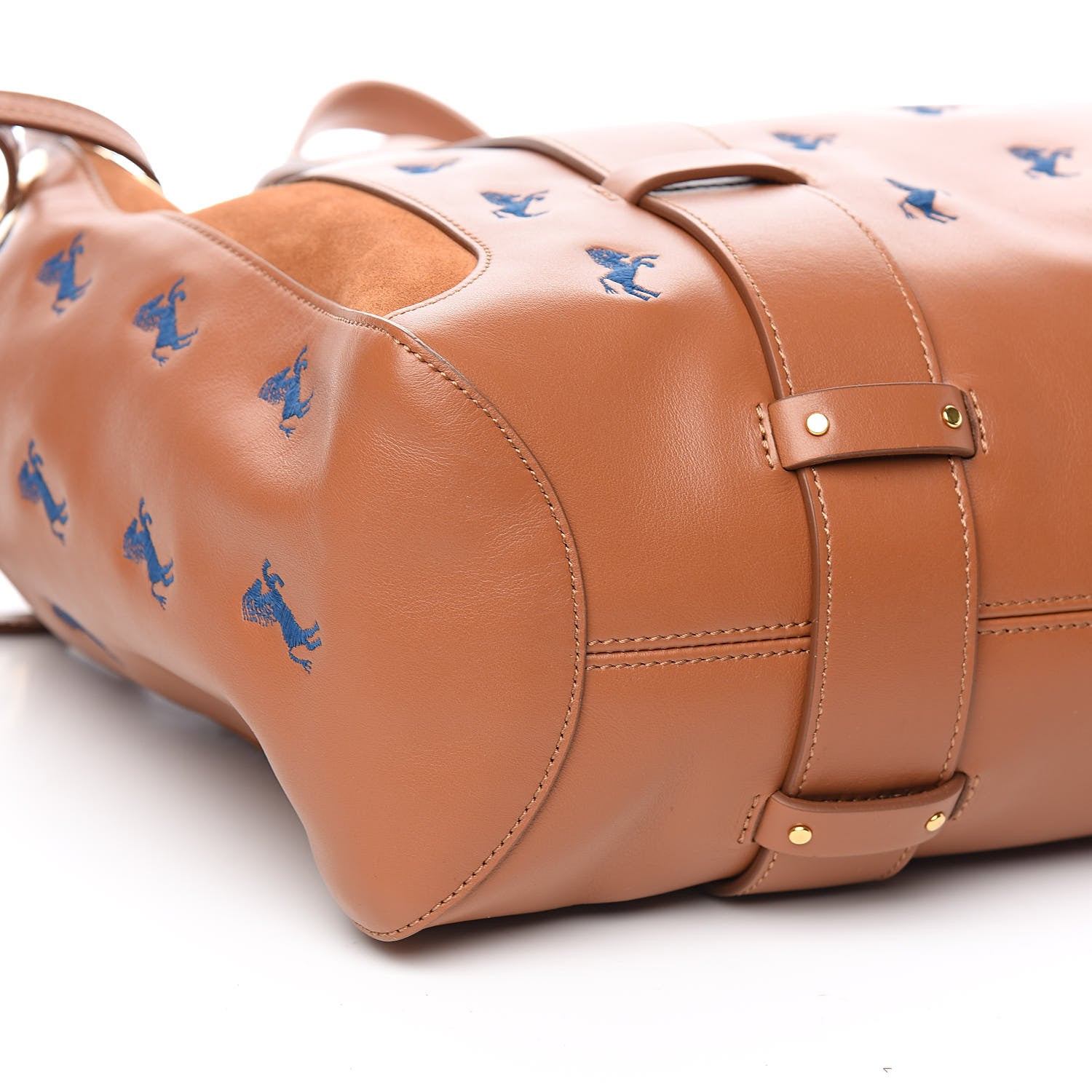 Chloe Smooth Calfskin Little Horses Embroidered Tao Zipped Tote Caramel 8 of 10