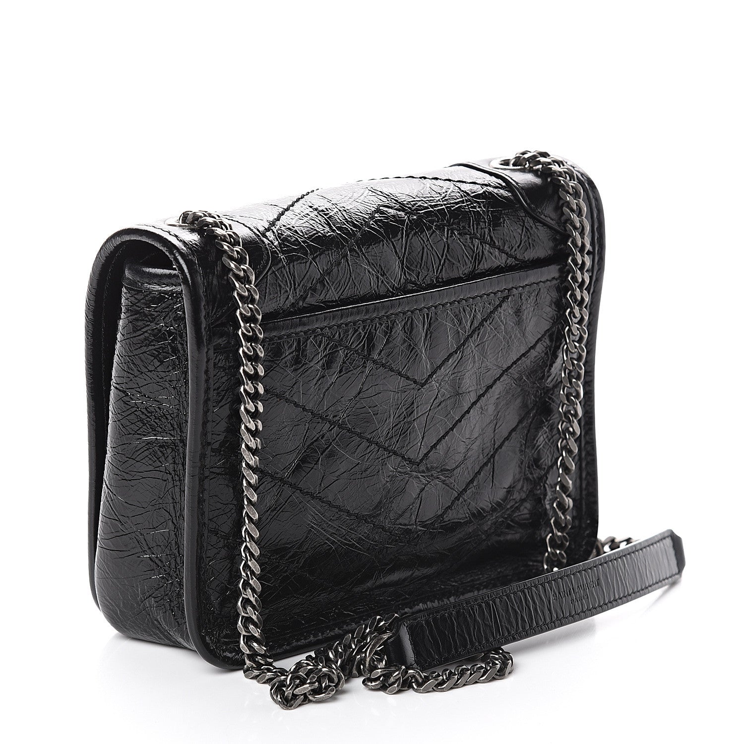 Saint Laurent Crinkled Calfskin Matelasse Monogram Niki Chain Wallet Black 2 of 8