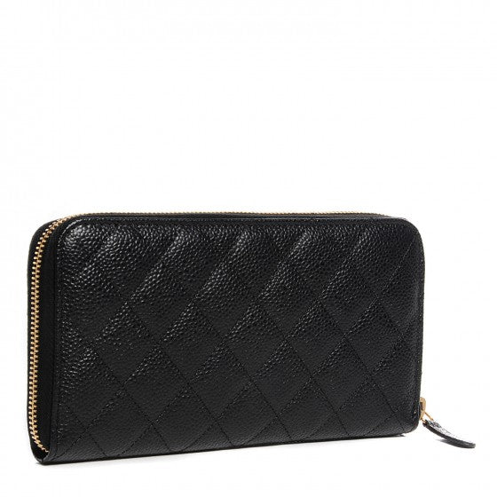 Chanel Caviar Quilted Large Gusset Zip Around Wallet Black 3 of 10