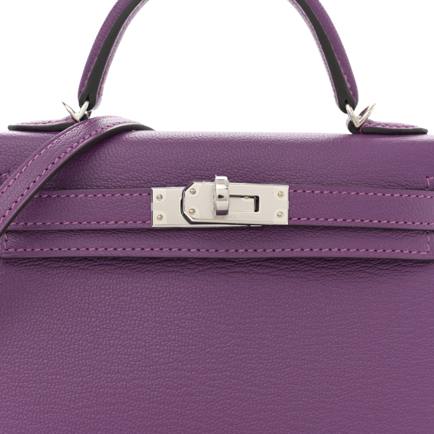 Hermes Chevre Mysore Verso Mini Kelly Sellier 20 Violet Raisin 8 of 11
