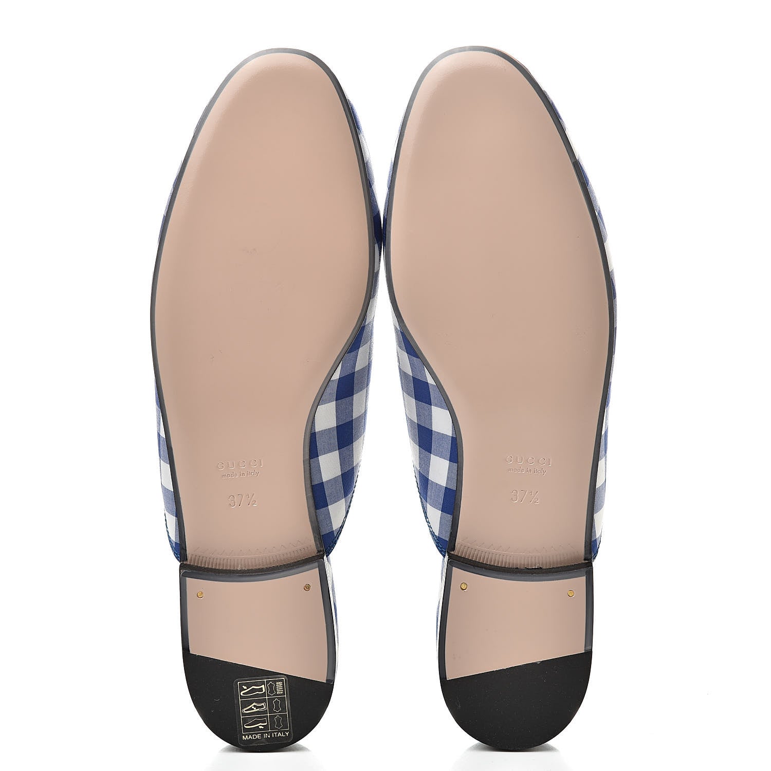 Gucci Cotton Gingham Womens Princetown Slippers 37.5 White Blue 5 of 8