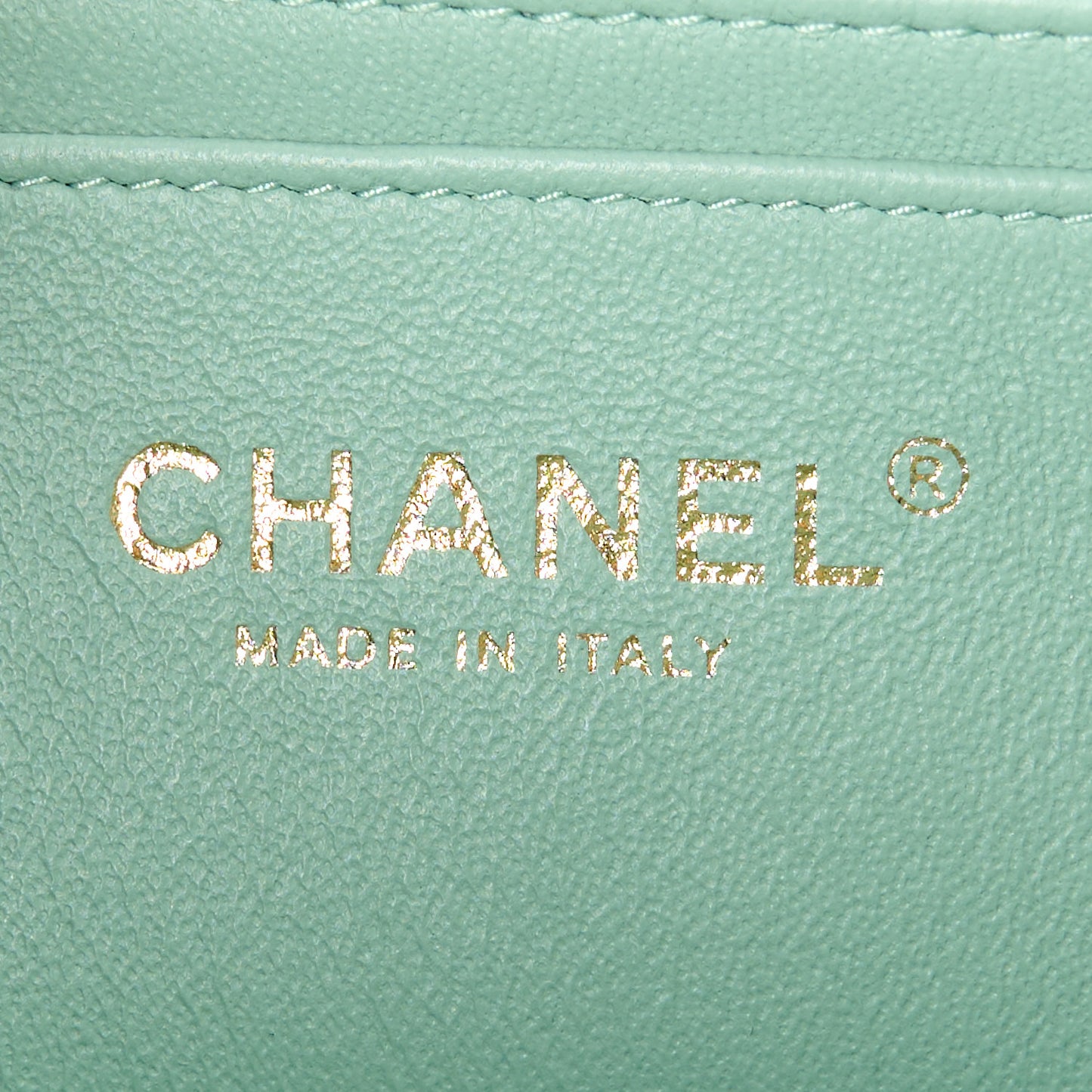 Lambskin Quilted Mini Rectangular Flap Light Green