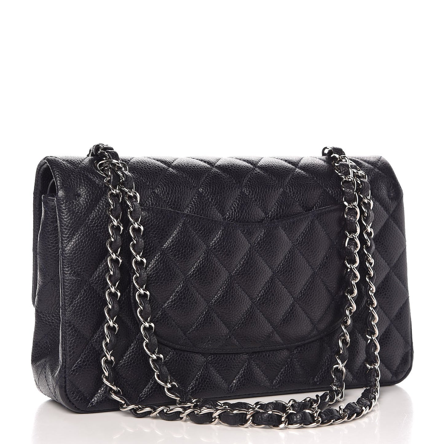 Caviar Quilted Medium Double Flap Navy