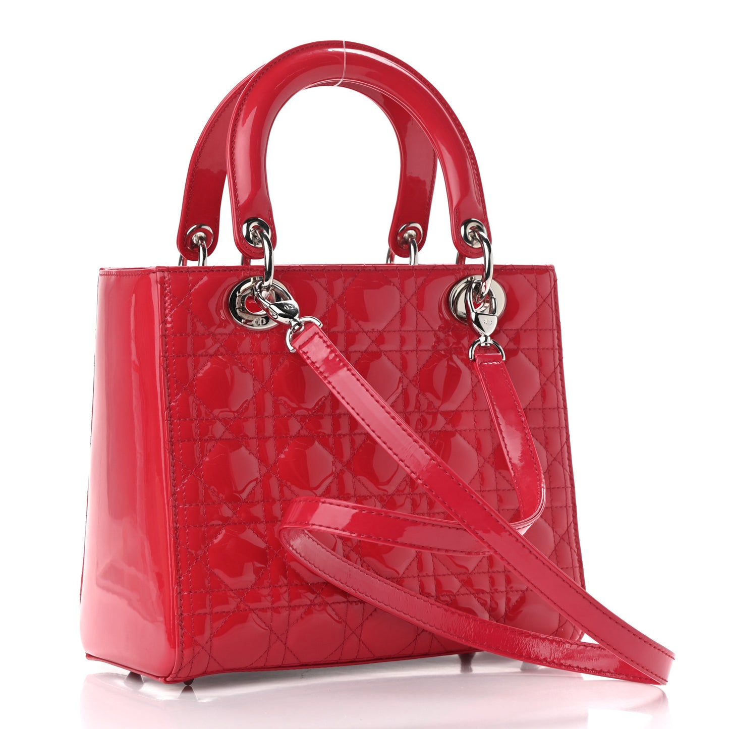 Patent Cannage Medium Lady Dior Fuchsia
