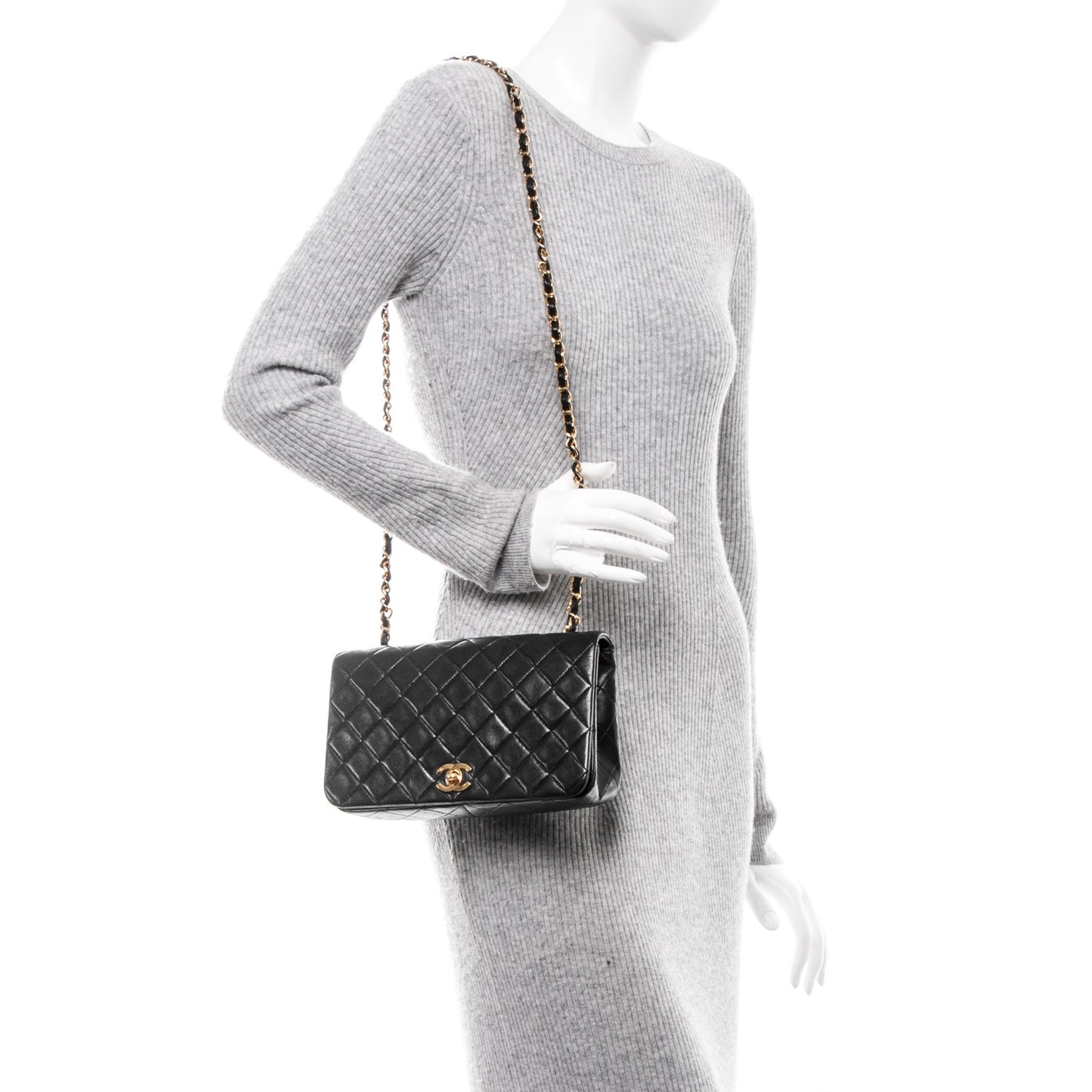 Lambskin Quilted Small Single Flap Black