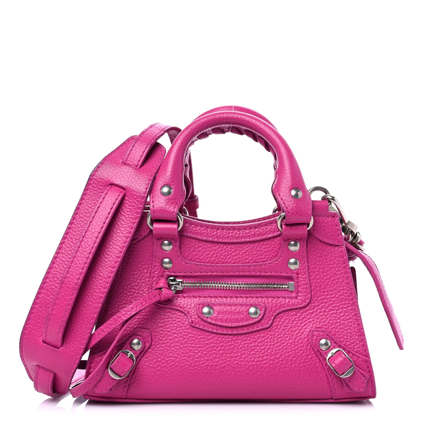 Grained Calfskin Neo Classic Silver Hardware Super Nano City Fuchsia