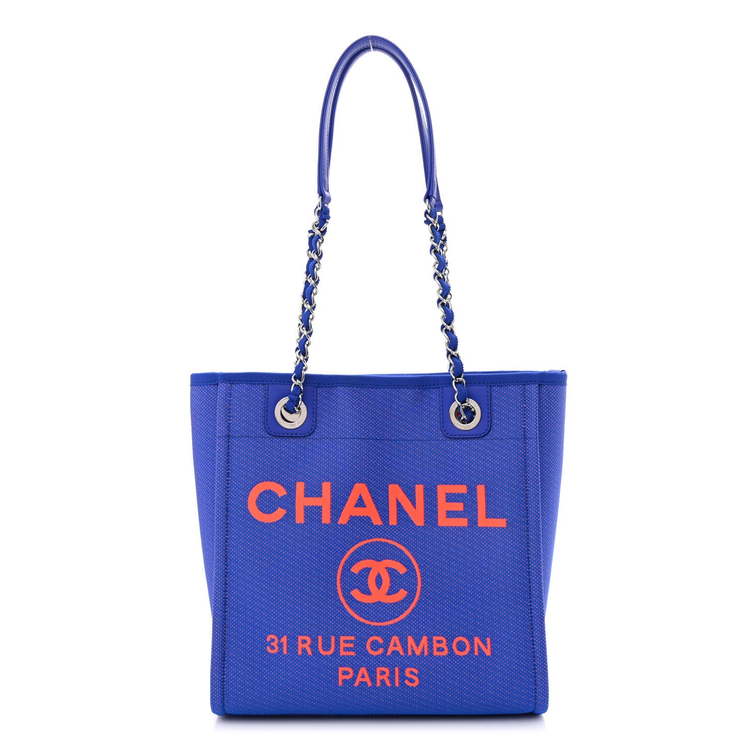 Chanel Mixed Fibers Mini Deauville Tote Blue Orange 1 of 10