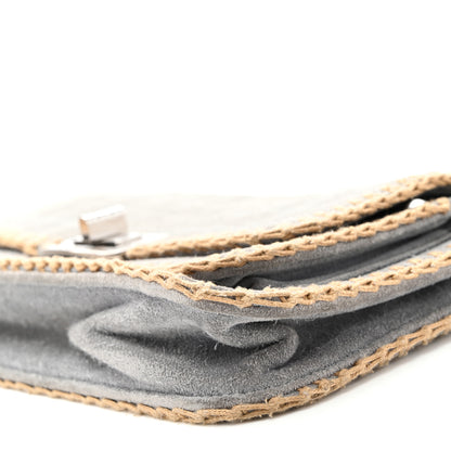 Chanel Suede Chocolate Bar Whipstitch Mademoiselle Flap Grey 10 of 10