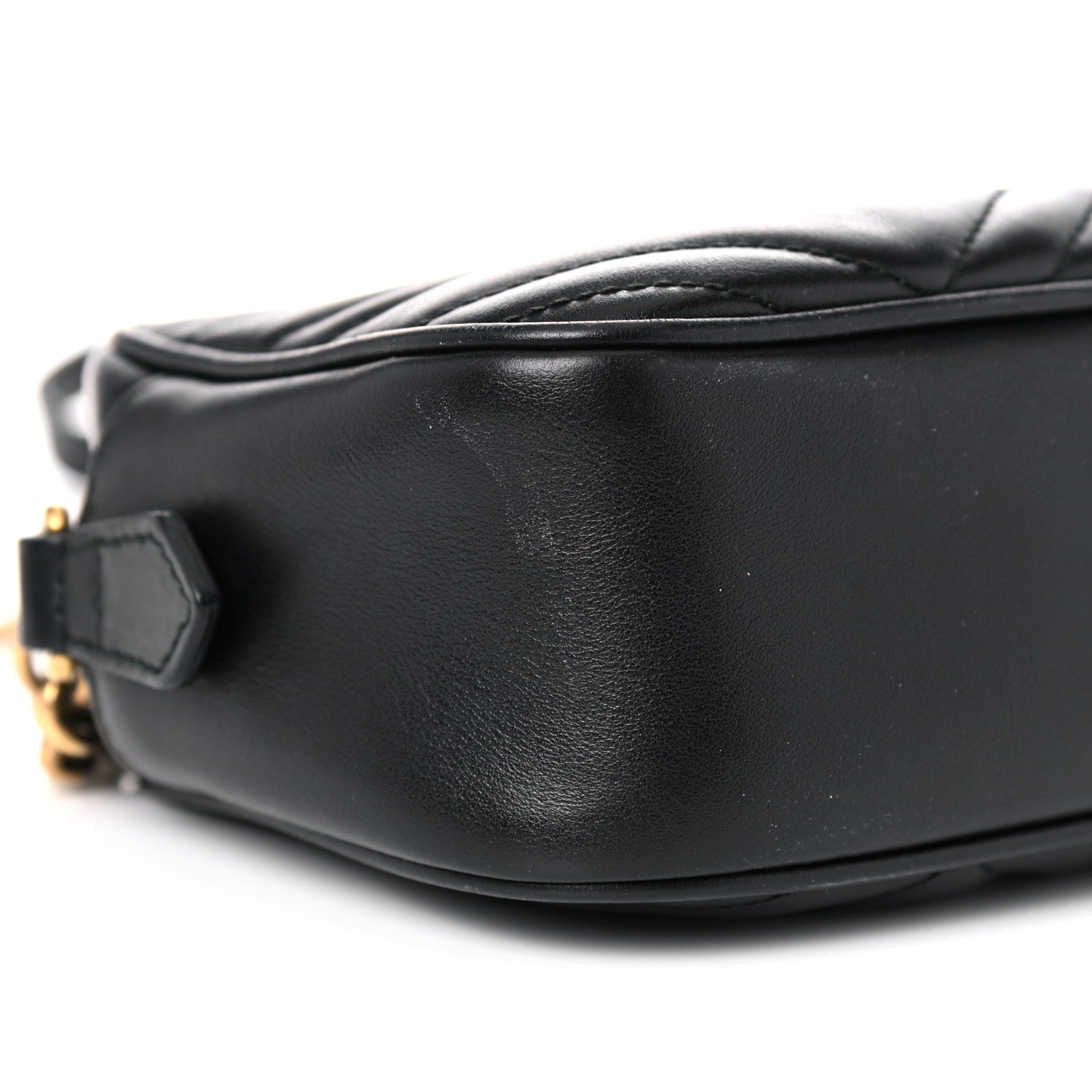 Gucci Calfskin Matelasse Small GG Marmont Chain Shoulder Bag Black 9 of 17