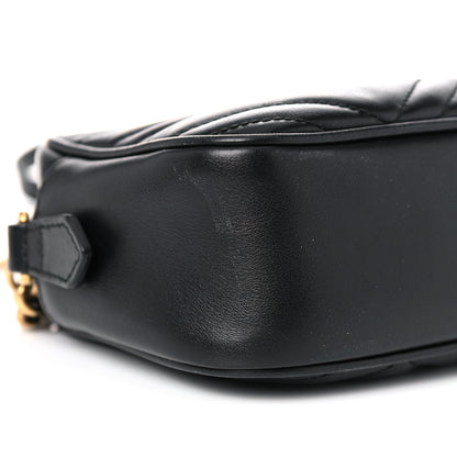 Gucci Calfskin Matelasse Small GG Marmont Chain Shoulder Bag Black 9 of 17