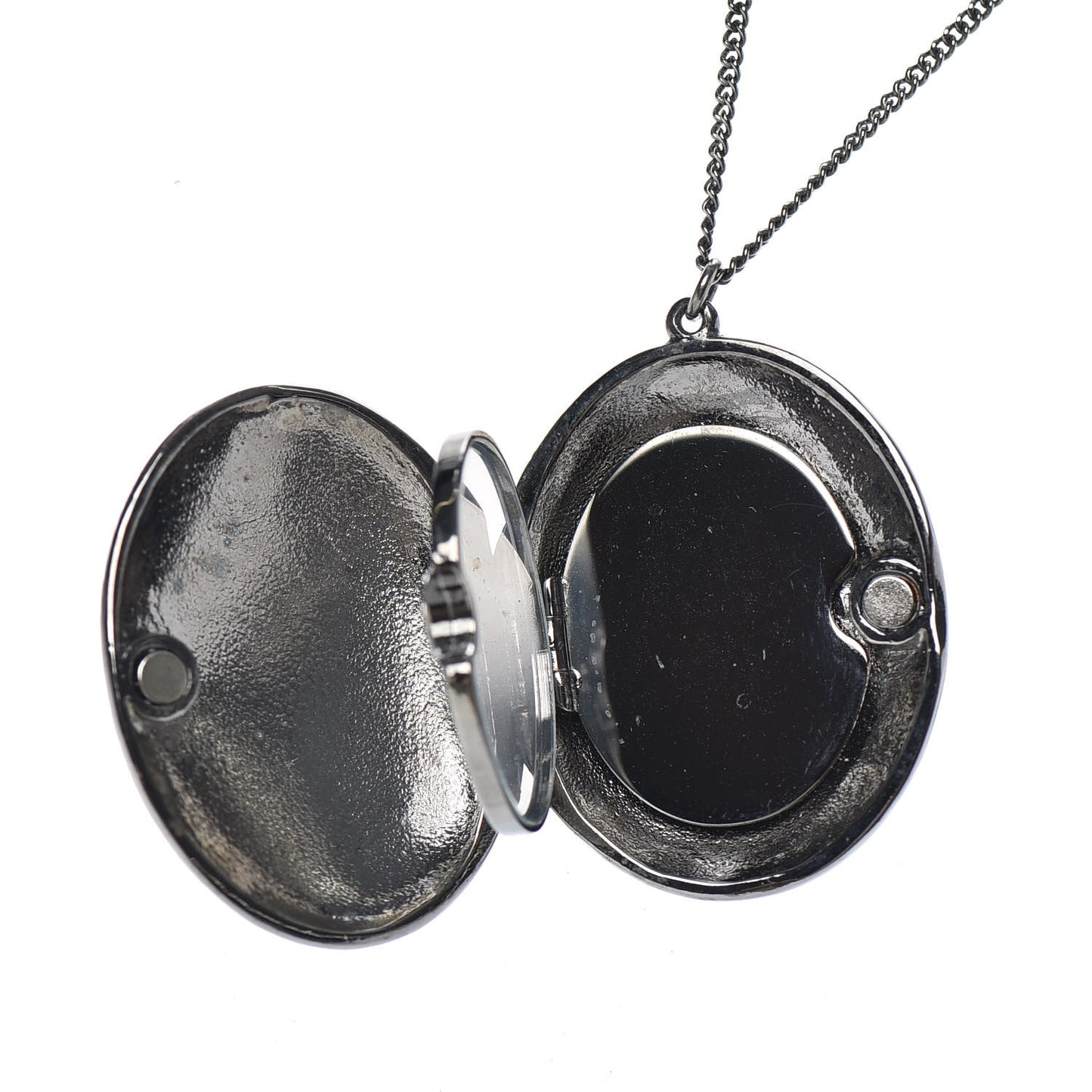 Ruthenium Locket CC Necklace Silver