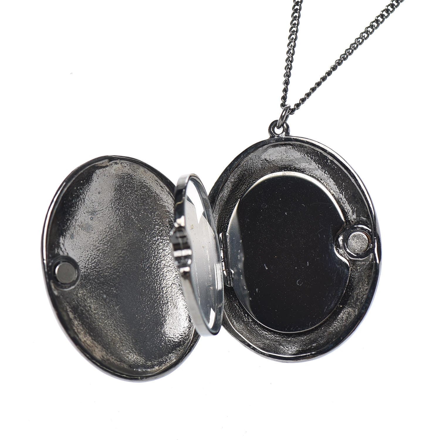 Chanel Ruthenium Locket CC Necklace Silver 5 of 6