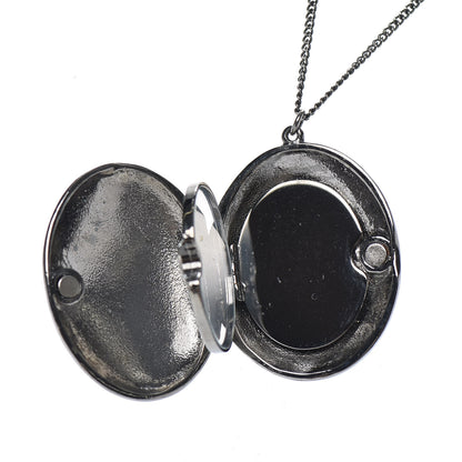 Chanel Ruthenium Locket CC Necklace Silver 5 of 6